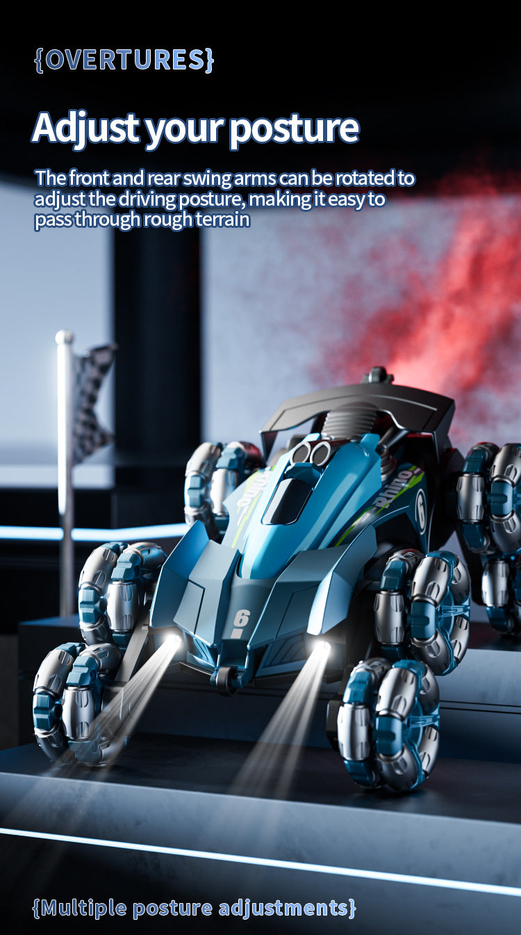 Eight-wheel children's gesture sensing remote control car, transforming stunt car, four-wheel drive spray racing car toy for boys and girls