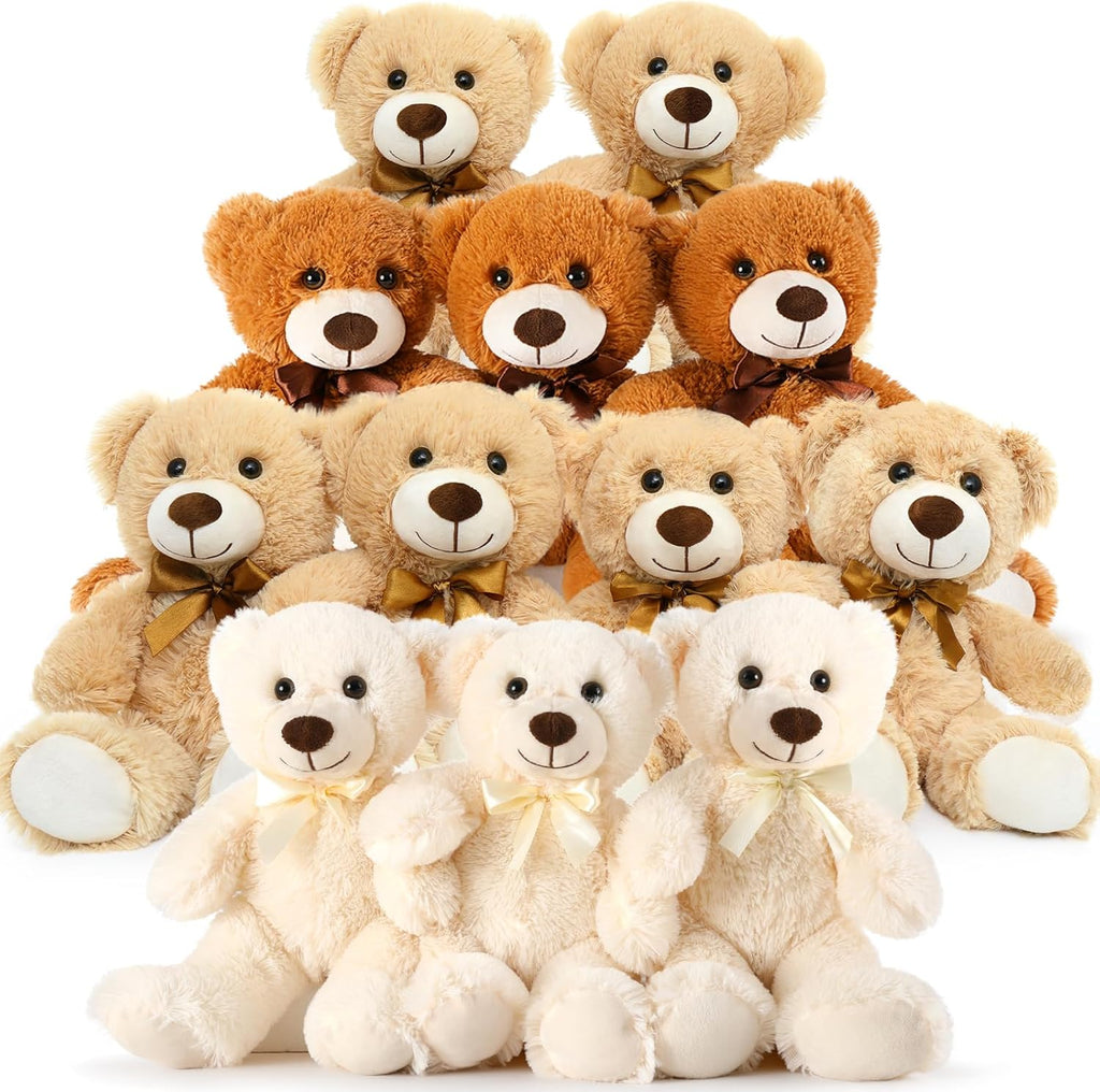 12 Packs Small plush toy  Stuffed Animals in Bulk,13.5" Small Stuffed Bears Plush for Wedding,Birthday,Christmas, Party Decorations
