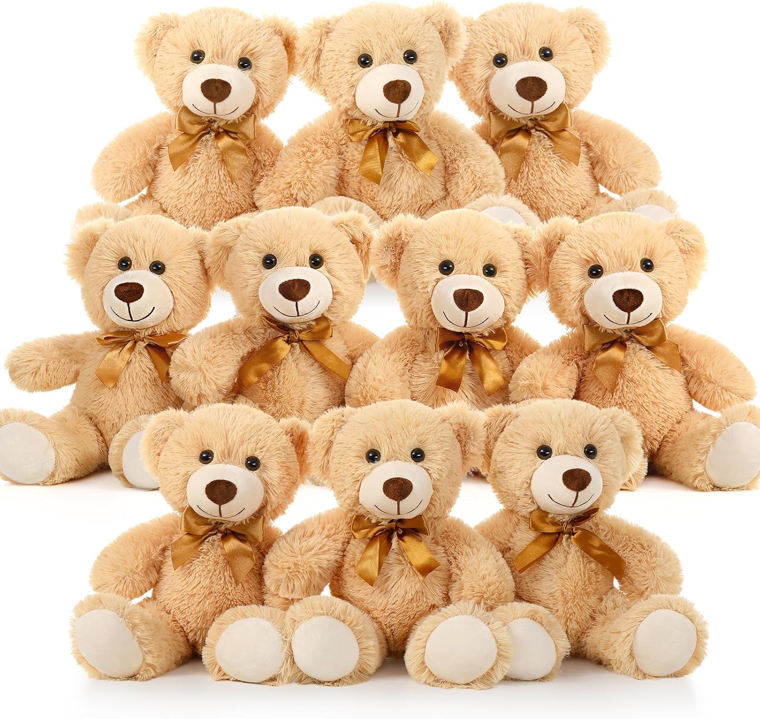 Bulk Teddy Bear Baby Shower, 10 Packs Small Teddy Bear Stuffed Animals in Bulk,13.5" Small Stuffed Bears Plush for Wedding,Birthday,Christmas, Party Decorations