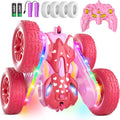 Remote Control Car, Rc Cars Stunt Toys New Upgraded Strip Lights and Headlights Toys Double-Sided 360° Rotating 4WD Drift Truck for Boys Girls Birthday Gift