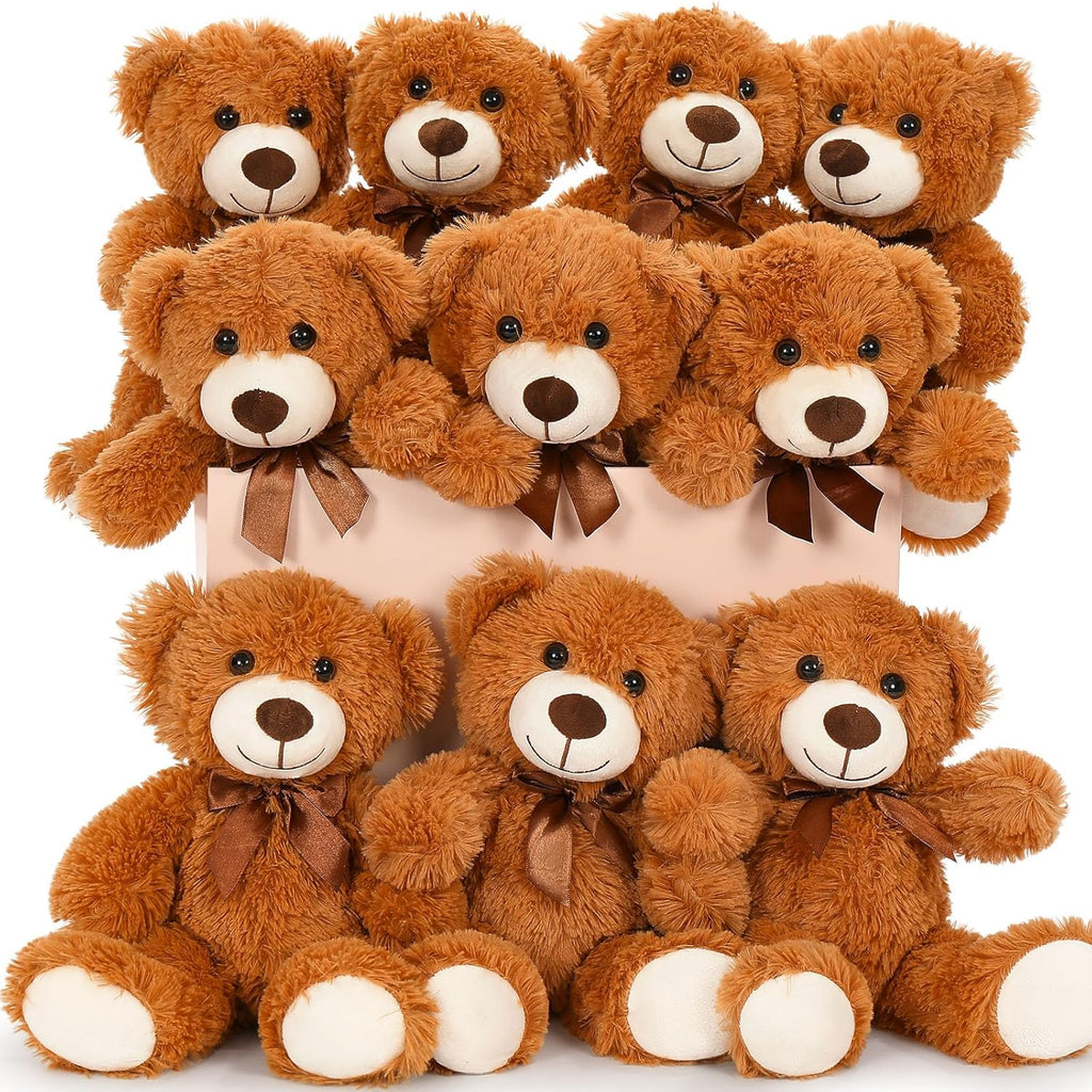 Bulk Teddy Bear Baby Shower, 10 Packs Small Teddy Bear Stuffed Animals in Bulk,13.5" Small Stuffed Bears Plush for Wedding,Birthday,Christmas, Party Decorations