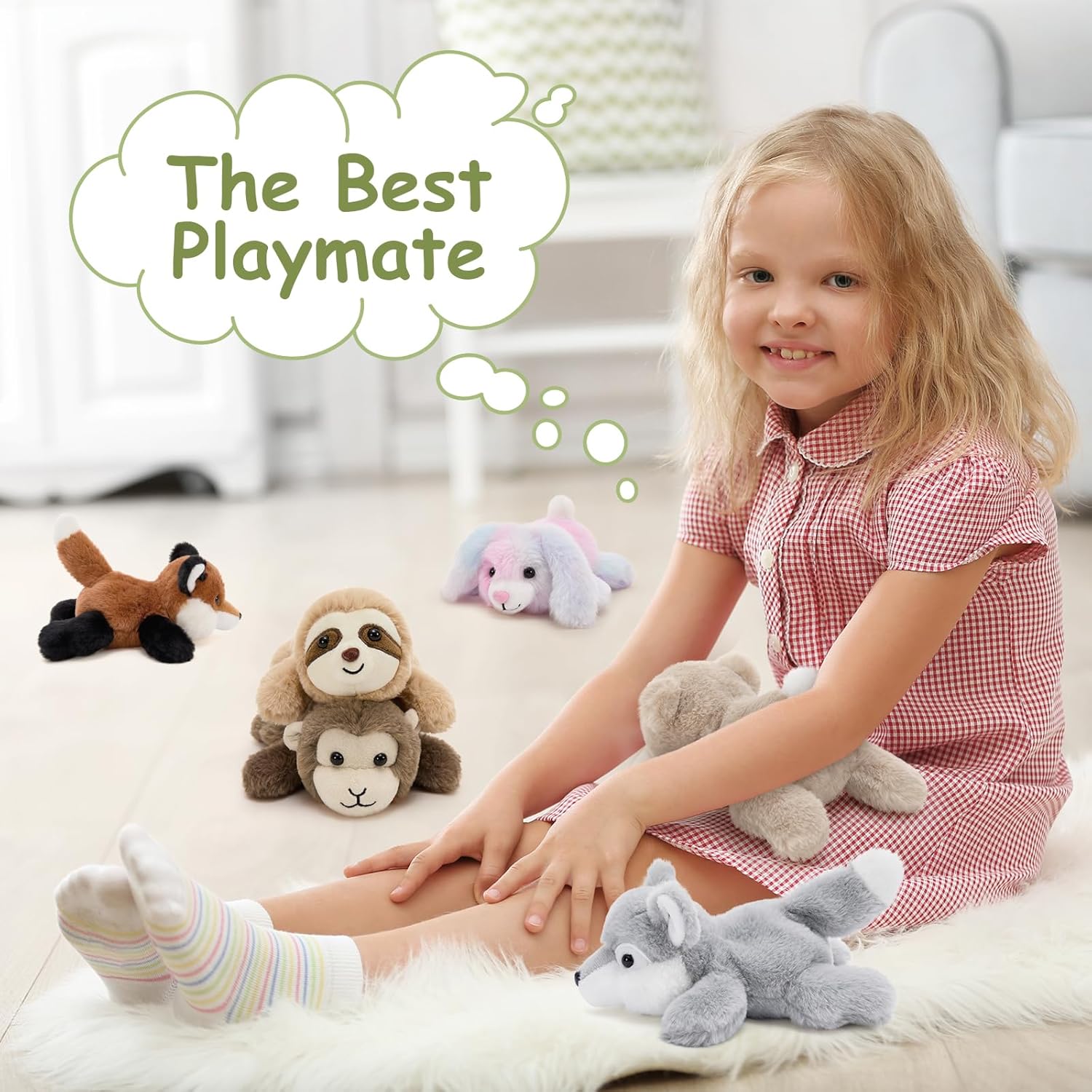 6 Pcs Stuffed Animals Bulk, 7 Inch Stuffed Weighted Forest Plush Bulk, Cute Small Plushies Toy Gift for Kids Party Favor