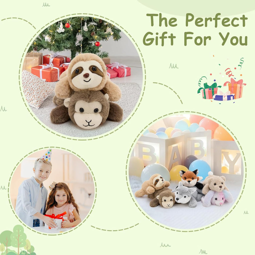 6 Pcs Stuffed Animals Bulk, 7 Inch Stuffed Weighted Forest Plush Bulk, Cute Small Plushies Toy Gift for Kids Party Favor