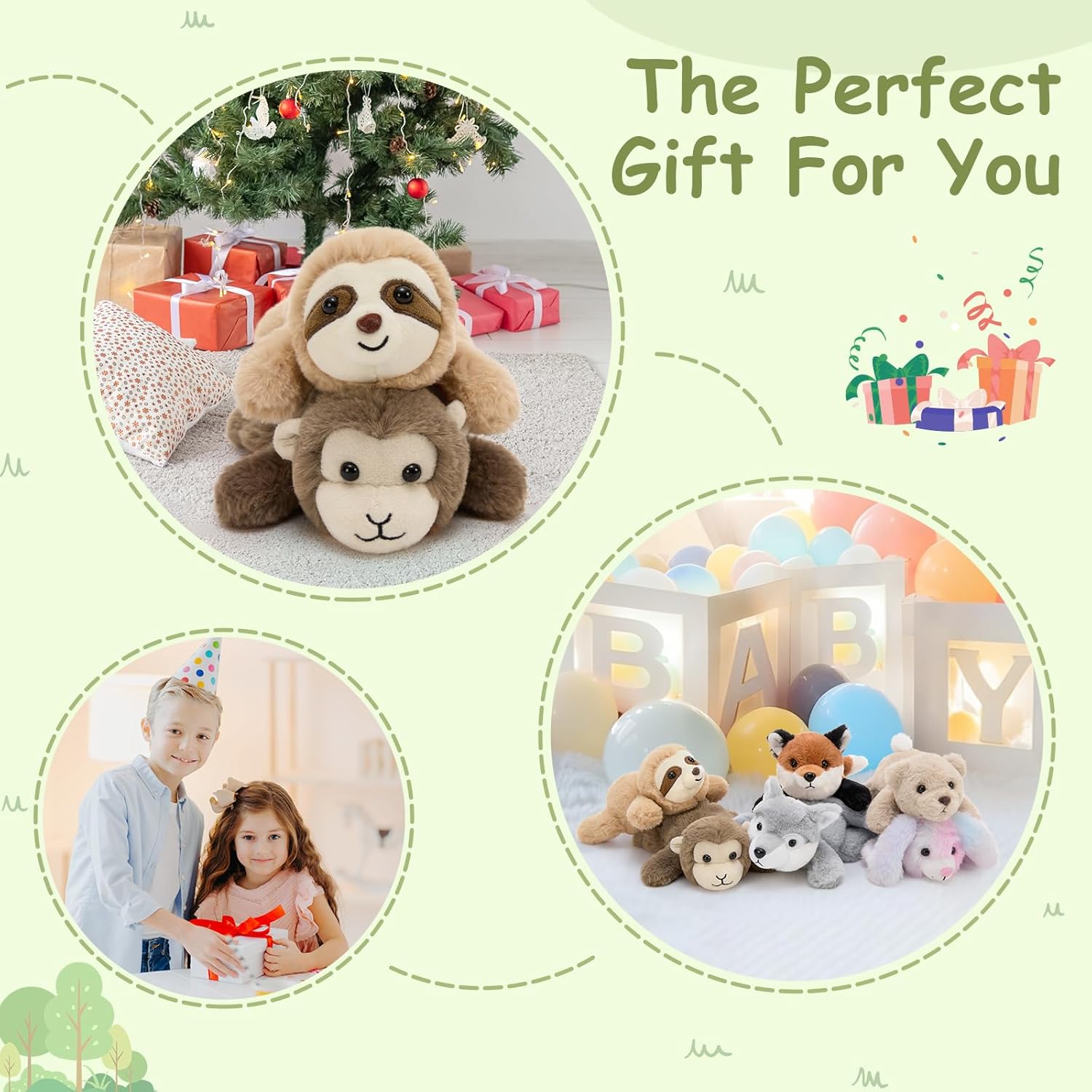 6 Pcs Stuffed Animals Bulk, 7 Inch Stuffed Weighted Forest Plush Bulk, Cute Small Plushies Toy Gift for Kids Party Favor