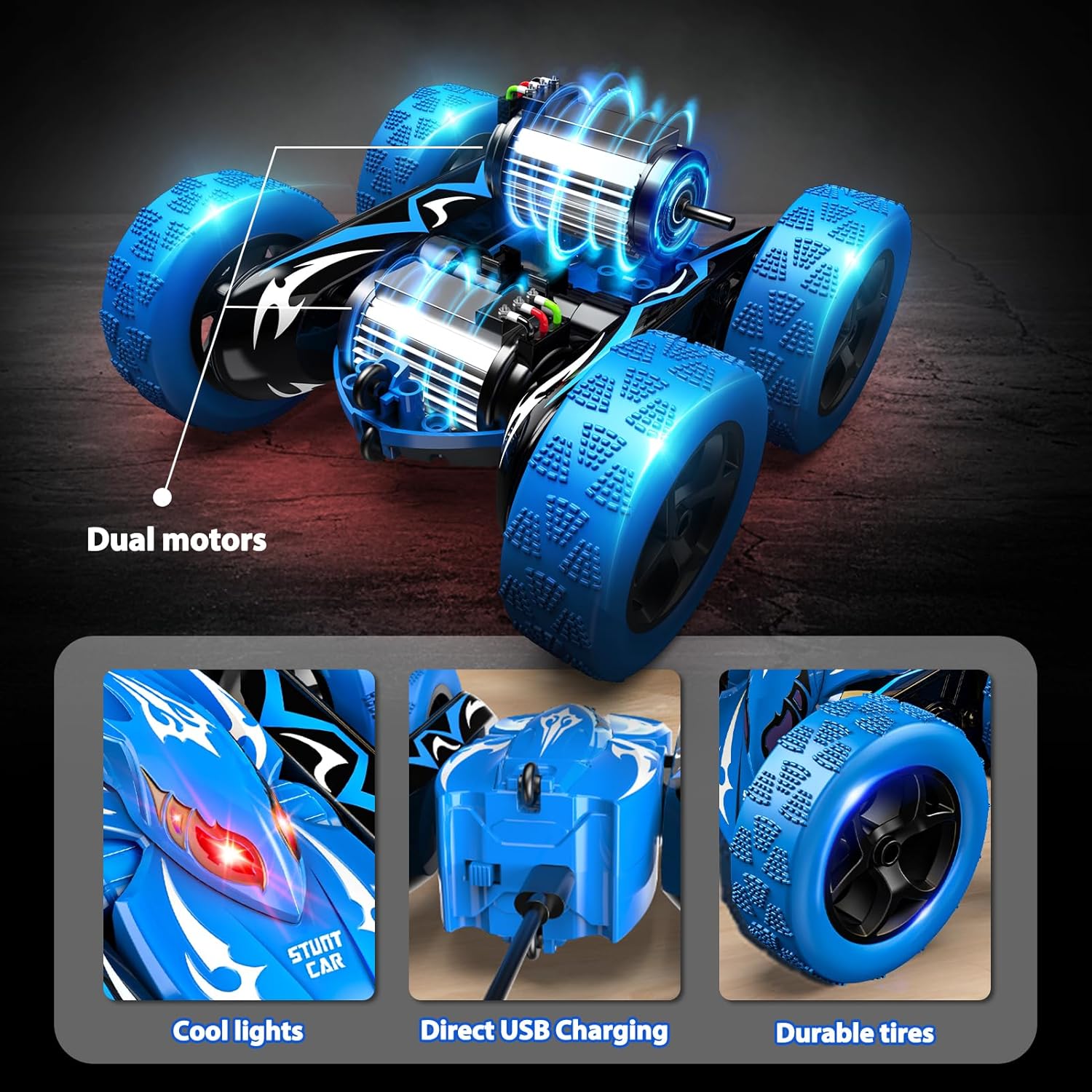 emote Control Car,RC Cars Boys Toys for 3 4 5 6 7 8 9 10 11 12 Year Old Boy Double Sided 360°Flip 4WD Rechargeable Drift RC Race Car Birthday Gifts Christmas Basket Stuffers for Kids Age 3-12