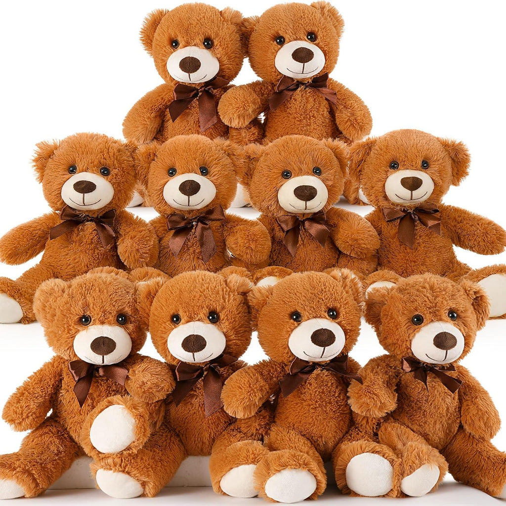 Bulk Teddy Bear Baby Shower, 10 Packs Small Teddy Bear Stuffed Animals in Bulk,13.5" Small Stuffed Bears Plush for Wedding,Birthday,Christmas, Party Decorations