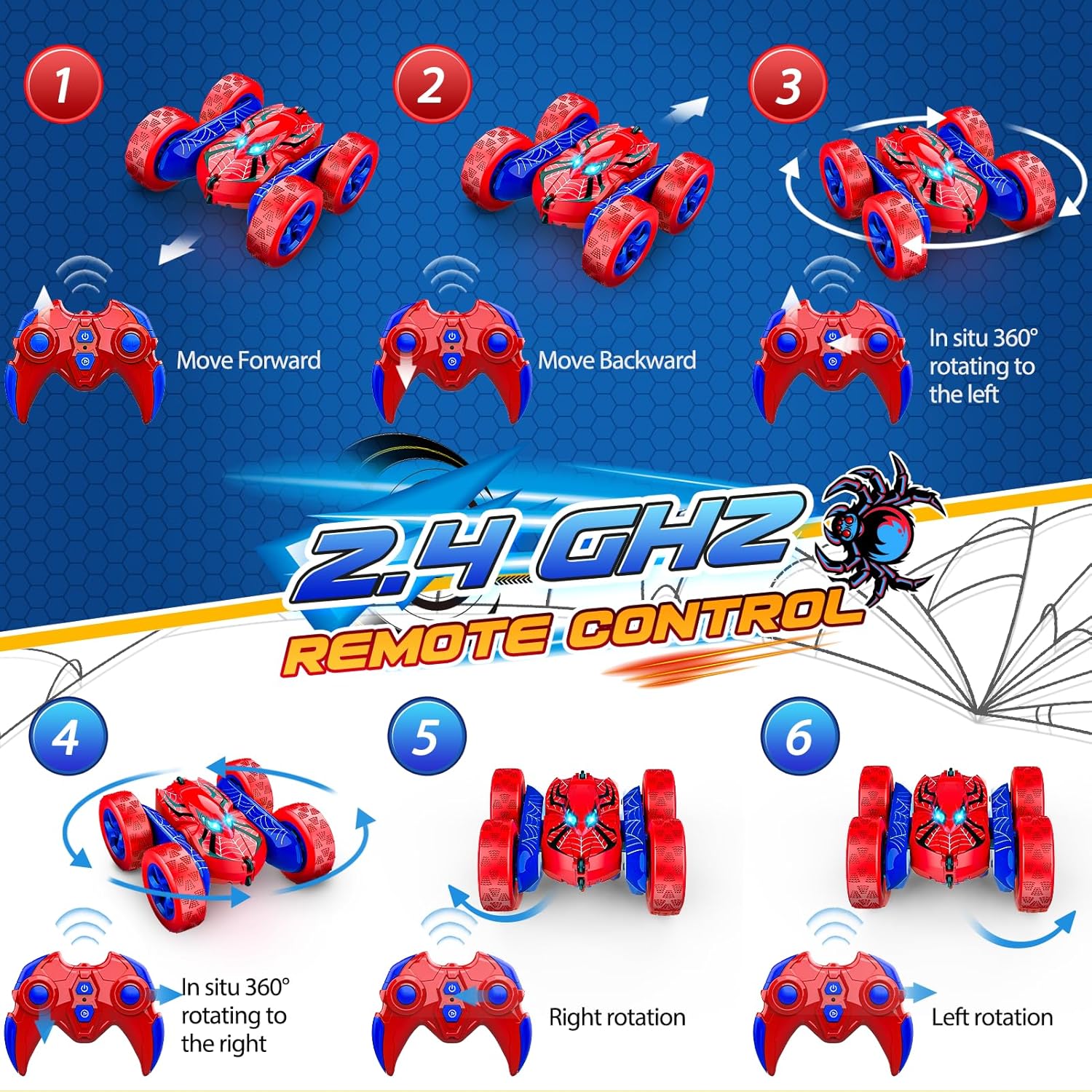 emote Control Car,RC Cars Boys Toys for 3 4 5 6 7 8 9 10 11 12 Year Old Boy Double Sided 360°Flip 4WD Rechargeable Drift RC Race Car Birthday Gifts Christmas Basket Stuffers for Kids Age 3-12